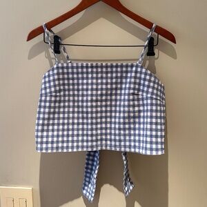 Brandy Melville J Galt Gingham Crop Top with Bow Tie Detailing